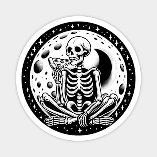 Skeleton enjoying a Slice of Pizza Magnet